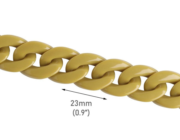 1ft Moss Green Acrylic Chain Links, 23mm, Opaque, For Chunky Eyeglass Chains