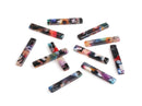 4 Short Bar Charms in Multicolored Tortoise Shell, Tiny Flat Rectangle Drops, Acetate, 25 x 4.25mm