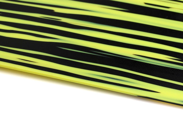 Cellulose Acetate Sheet in Street Racing, 19.8 x 8 Inch, 2.5mm Thick, Neon Yellow with Black Streaks, Raw Material for Pickguards and Laser Machines