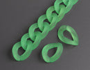 1ft Frosted Emerald Green Acrylic Chain Links, 23mm, For Watch Bands and Wristlets