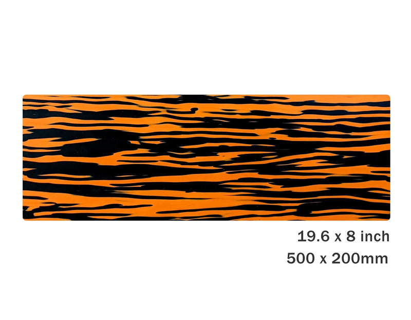 Cellulose Acetate Sheet in Wild Tiger, 19.8 x 8 Inch, 2.5mm Thick, Neon Orange with Black Streaks, Raw Material for Pickguards and Laser Machines