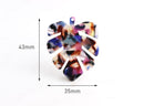 2 Big Monstera Leaf Pendants, Rainbow Tortoise Shell Earrings Acetate Leaf Charms, Ivy Leaf, Multicolor Tortoise Findings, FW013-43-KMC