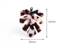 2 Big Monstera Leaf Pendants, Blonde Tortoise Shell, Cellulose Acetate, 43 x 35mm
