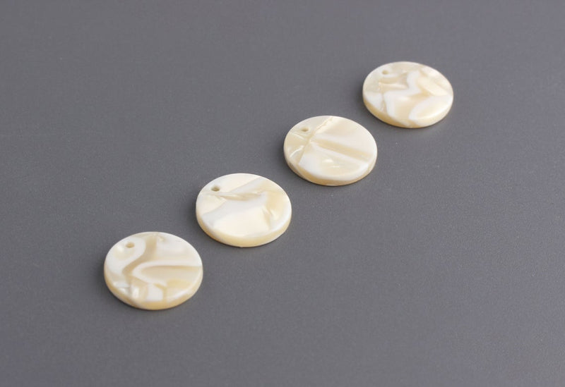 4 Light Gold Beads, DIY Disc Earrings, Marble Swirls, Ivory Charms, DIY Bridesmaid Earring Supplies, Bridal Jewelry Findings, CN145-15-W05