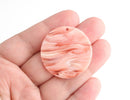4 Large Acrylic Circles in Coral Pink Tortoise Shell, Plastic 1.5 Inch Disc Earring Blanks, Orange Pink Beads, Marbled Beads, CN174-35-PK08