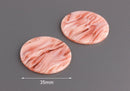 4 Large Acrylic Circles in Coral Pink Tortoise Shell, Plastic 1.5 Inch Disc Earring Blanks, Orange Pink Beads, Marbled Beads, CN174-35-PK08