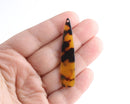 4 Teardrop Earring Charms, Resin Tortoise Shell Jewelry Making Supply, Animal Print Bead, Skinny Bar Blanks, Tortoiseshell Bead, TD047-54-TT