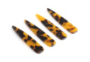 4 Teardrop Earring Charms, Resin Tortoise Shell Jewelry Making Supply, Animal Print Bead, Skinny Bar Blanks, Tortoiseshell Bead, TD047-54-TT