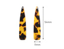 4 Teardrop Earring Charms, Resin Tortoise Shell Jewelry Making Supply, Animal Print Bead, Skinny Bar Blanks, Tortoiseshell Bead, TD047-54-TT