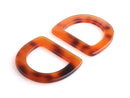 2 Tortoise Shell D Rings, Belt Loops and Purse Making Hardware, Connector Links, Acrylic Plastic, 55 x 50mm