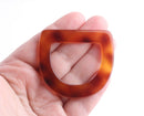2 Tortoise Shell D Rings, Belt Loops and Purse Making Hardware, Connector Links, Acrylic Plastic, 55 x 50mm
