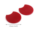 2 Maroon Red Half Circle Charms with Scoop, Dark Red Beads, Acrylic, 37 x 33.5mm