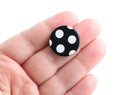 4 Resin Flatbacks with White and Black Polka Dots, Flat Cabochons and Embellishments, Acetate, 22mm