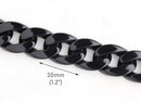 1ft Glossy Black Acrylic Chain Links, 30mm, For Purse Straps and Necklaces
