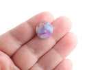4 Round Disc Charms in Watercolor Tortoise Shell, Blue and Pink Pastel Colors, Acetate Plastic, 15mm