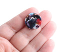 4 Round Circle Connectors in Multicolored Tortoise Shell, 2 Holes, Cellulose Acetate, 20mm