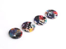 4 Round Circle Connectors in Multicolored Tortoise Shell, 2 Holes, Cellulose Acetate, 20mm