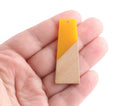 Yellow Resin and Wood Charms, Trapezoid, Epoxy Resin and Real Wood, 49 x 19.25mm