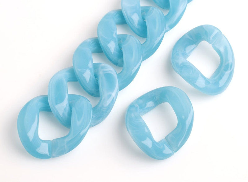1ft Glacier Blue Acrylic Chain Links, 38mm, Big Miami Cuban Links, For Necklaces