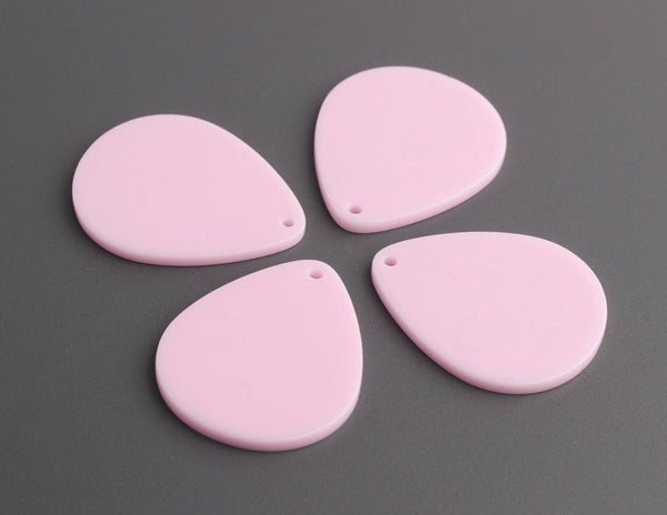 Large Teardrop Charms in Soft Pink, Great Blanks for Earrings and Keychains, Acrylic, 34 x 27.5mm