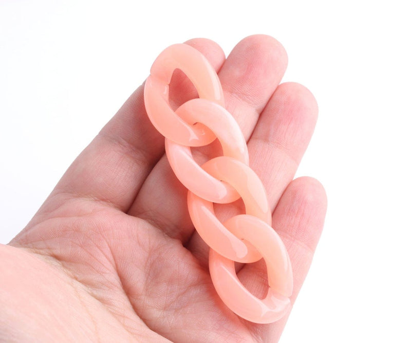 1ft Light Coral Pink Acrylic Chain Links, 30mm, Pastel Goth, For Kawaii Keychains