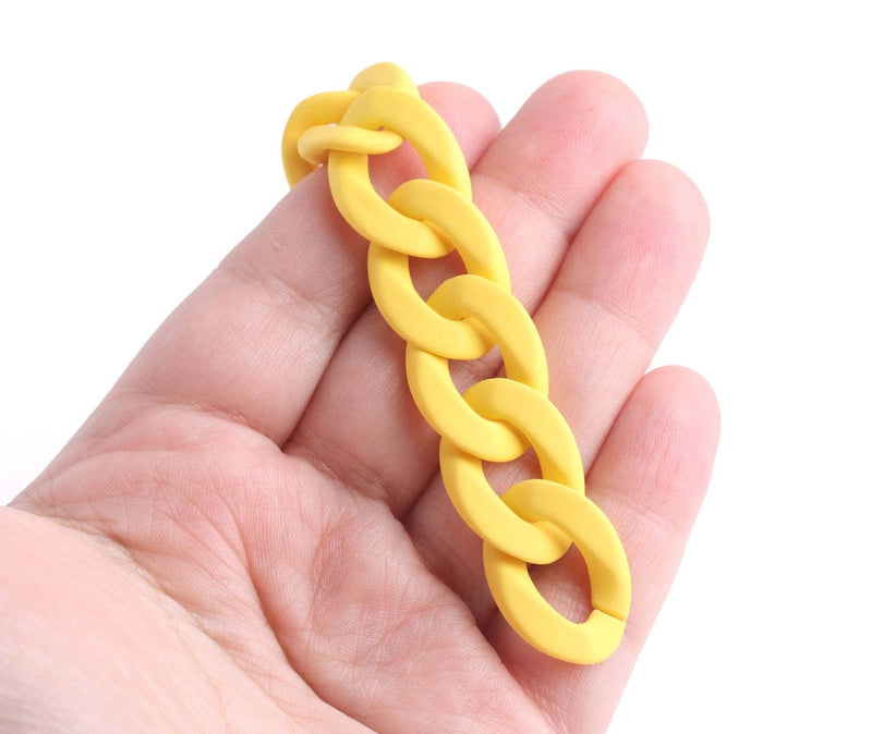 1ft Matte Yellow Plastic Chain Links, 24mm, For High End Statement Necklaces