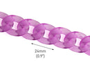 1ft Amethyst Purple Acrylic Chain Links, 24mm, Transparent, Twist Curb, For DIY Crafts