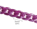 1ft Purple Marble Acrylic Chain Links, 24mm, For Necklaces and Keychains