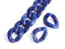 1ft Lightning Blue Acrylic Chain Links, 24mm, Twist Curb Connectors, For Jewelry