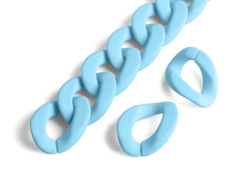 1ft Matte Light Blue Acrylic Chain Links, 24mm, Super Chunky, For Brac