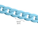 1ft Matte Light Blue Acrylic Chain Links, 24mm, Super Chunky, For Bracelet Making