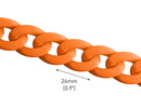 1ft Matte Orange Acrylic Chain Links, 24mm, For Do It Yourself Chunky Bracelets