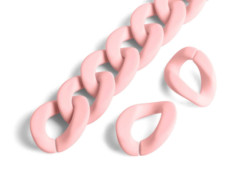 1ft Matte Blush Pink Chain Links, 24mm, Acrylic, Ultra Smooth, For Lanyard Crafts