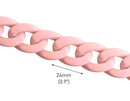 1ft Matte Blush Pink Chain Links, 24mm, Acrylic, Ultra Smooth, For Lanyard Crafts