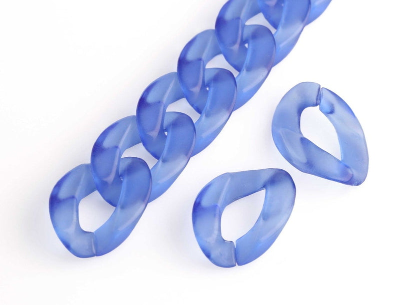 1ft Sapphire Blue Acrylic Chain Links, 24mm, Transparent, For Chunky Necklaces