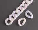 1ft Small Opal White Acrylic Chain Links, 19mm, Iridescent, Kawaii Jewelry Supply
