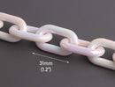 1ft Large Opal White Acrylic Chain Links, 31mm, Iridescent Rainbow, Bulky Cable
