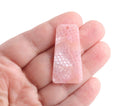 2 Pink Snakeskin Charms, Trapezoid, Animal Print Pattern, Glitter Acrylic, 39mm x 20mm