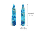 4 Long Teardrop Charms in Light Blue and Gold Marble, Van Gogh Style, Acrylic, 54.5 x 11mm