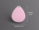 Large Teardrop Charms in Soft Pink, Great Blanks for Earrings and Keychains, Acrylic, 34 x 27.5mm