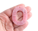 2 Oval Ring Beads in Pink and White Marble, Earring Pieces, Jewelry Components, Acrylic, 50 x 40mm