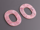 2 Oval Ring Beads in Pink and White Marble, Earring Pieces, Jewelry Components, Acrylic, 50 x 40mm
