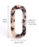 1ft White Tortoise Shell Chain Links, 2.6", Includes 6 Links, For Jewelry Design