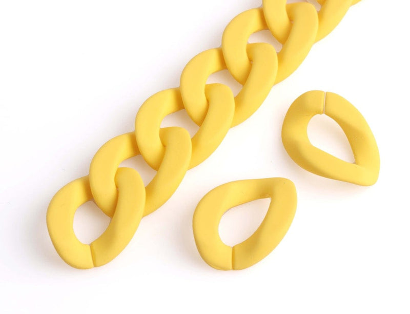 1ft Matte Yellow Plastic Chain Links, 24mm, For High End Statement Necklaces