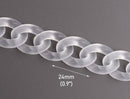 1ft Frosted Acrylic Chain Links, 24mm, Matte Crystal, Chunky Curb Connectors