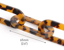 1ft Huge Tortoise Shell Chain Links, 2.6", Includes 6 Links, For Jewelry Making