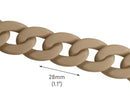 1ft Matte Cocoa Brown Acrylic Chain Links, 28mm, Large Size, Super Chunky