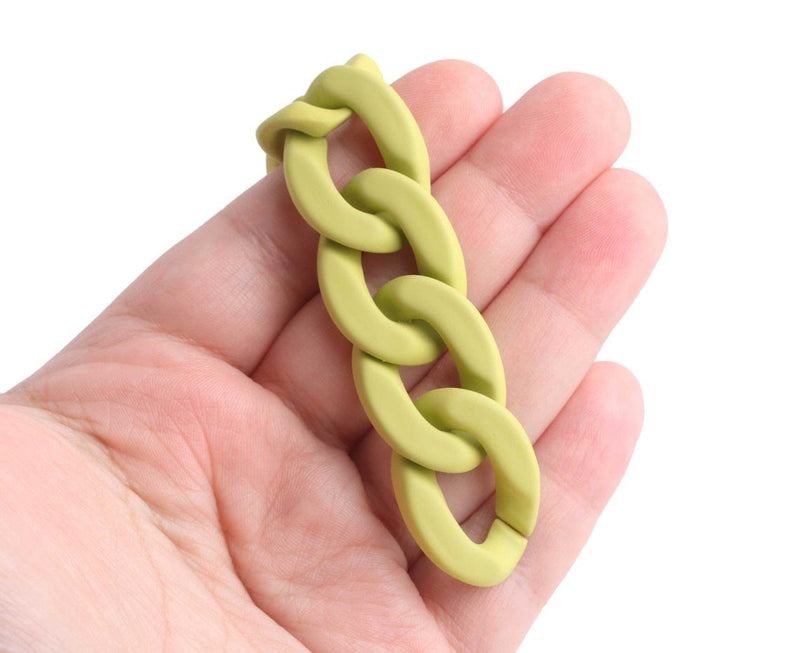 1ft Matte Kiwi Green Acrylic Chain Links, 28mm, Ultra Smooth, Lime Green, For Bags