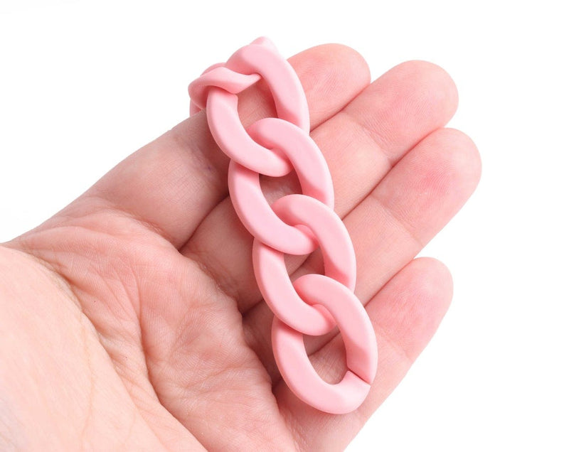 1ft Matte Blush Pink Acrylic Chain Links, 28mm, For Do It Yourself Necklaces