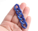 1ft Lightning Blue Acrylic Chain Links, 24mm, Twist Curb Connectors, For Jewelry